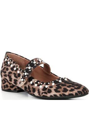 COPPER KEY Pearl Studded Leopard Print Mary Jane Pumps Size 6 NEW NWOB